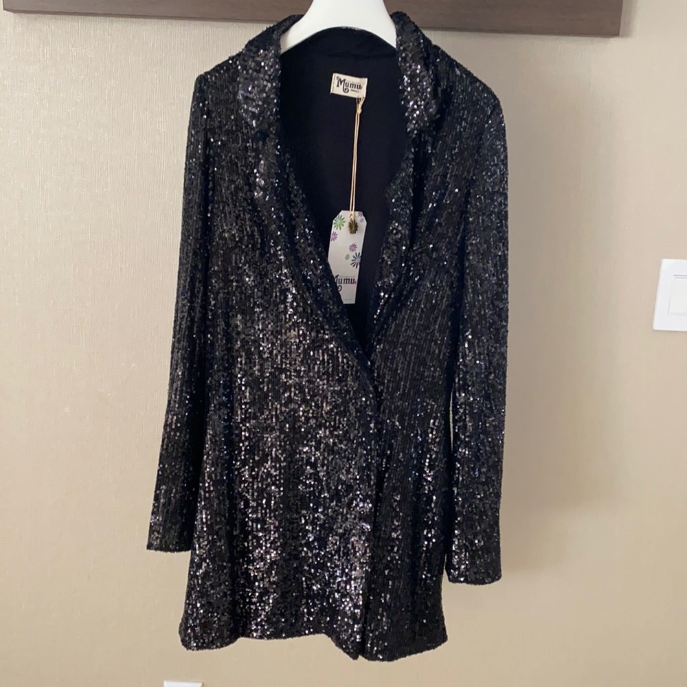 BLACK COCKTAIL SEQUENCE DRESS BY MUMU Size SMALL